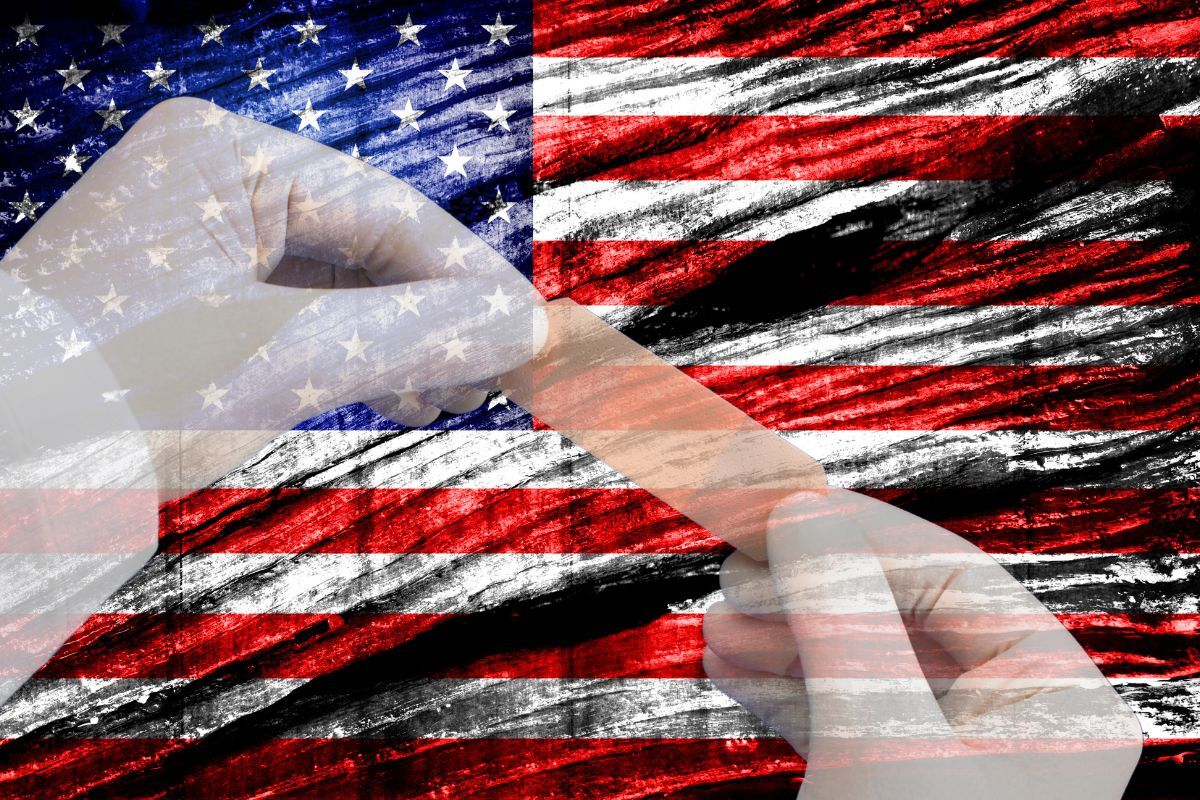 American flag, wounded